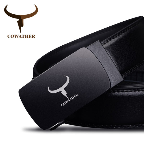 100% cow genuine leather belt automatic alloy buckle strap