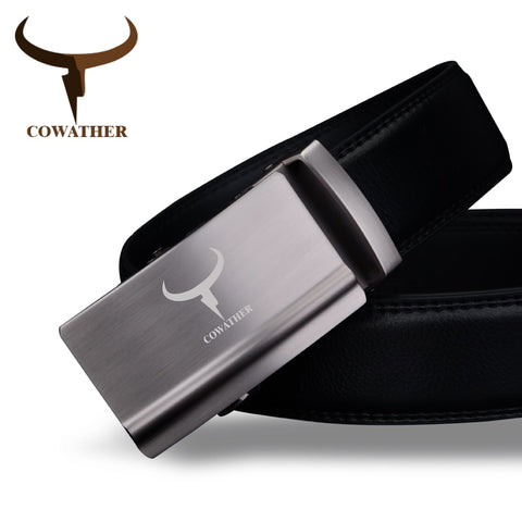 Luxury fashion mens belt top cow genuine leather automatic alloy buckle belts