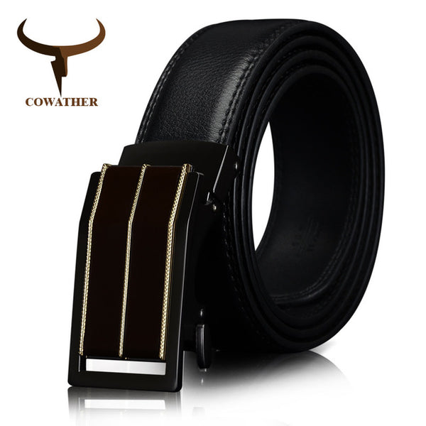 Genuine Leather belts for men Automatic Buckle Fashion business  Leather belt