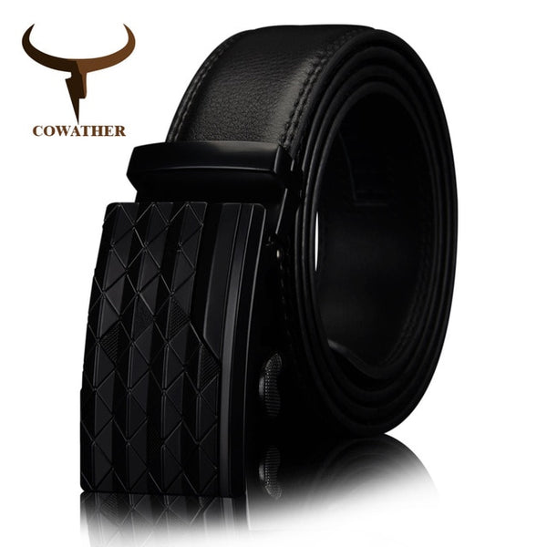 Automatic Buckle belt with Cow Genuine Leather BLACK BROWN Belts