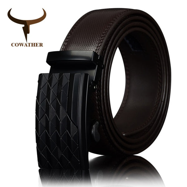 Automatic Buckle belt with Cow Genuine Leather BLACK BROWN Belts