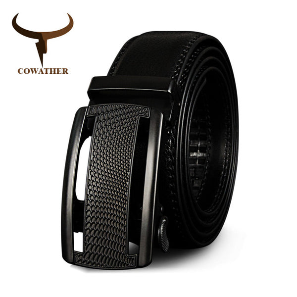 Leather Automatic Male Belt Vintage Metal Buckle Belt