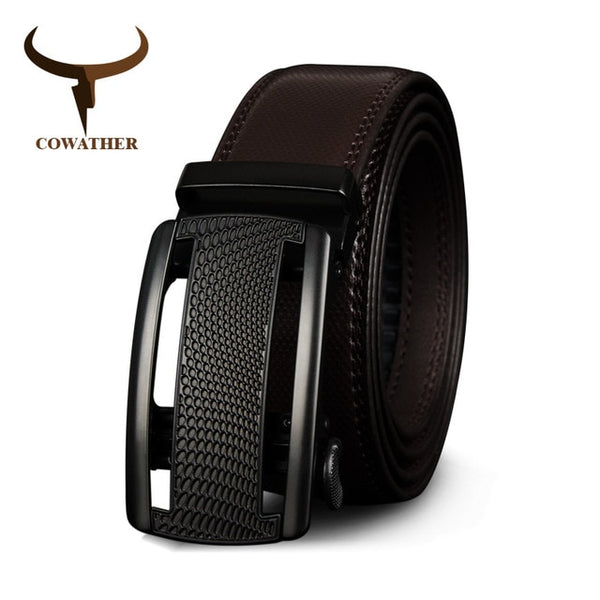 Leather Automatic Male Belt Vintage Metal Buckle Belt