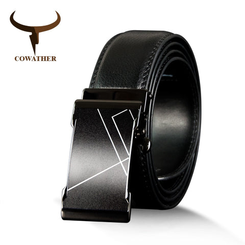 Vintage Cow Genuine Leather Belts for Men Automatic Metal Buckle