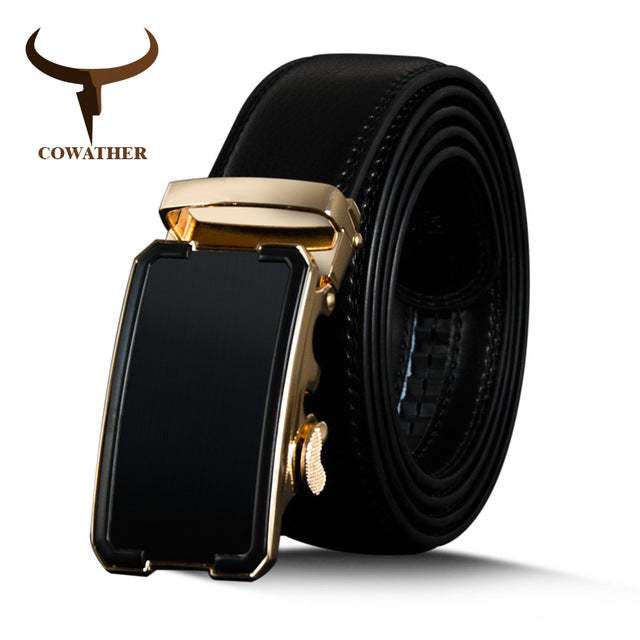 Genuine Leather Men Belts Automatic Buckle Vintage Male Strap