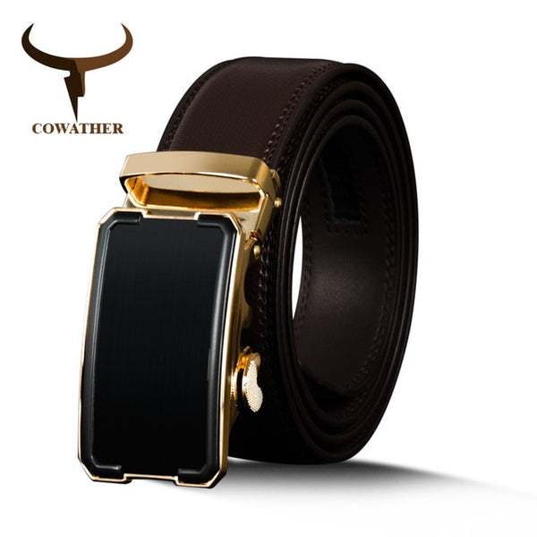 Genuine Leather Men Belts Automatic Buckle Vintage Male Strap