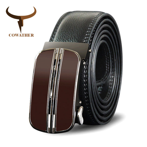 Genuine Leather Men Belt New Arrival Brown Automatic Buckle Male Strap