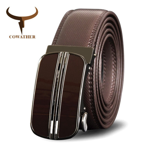 Genuine Leather Men Belt New Arrival Brown Automatic Buckle Male Strap