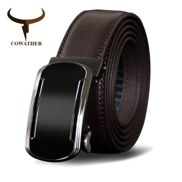 High Quality Cow Genuine Leather Men Belt Metal Automatic Buckle