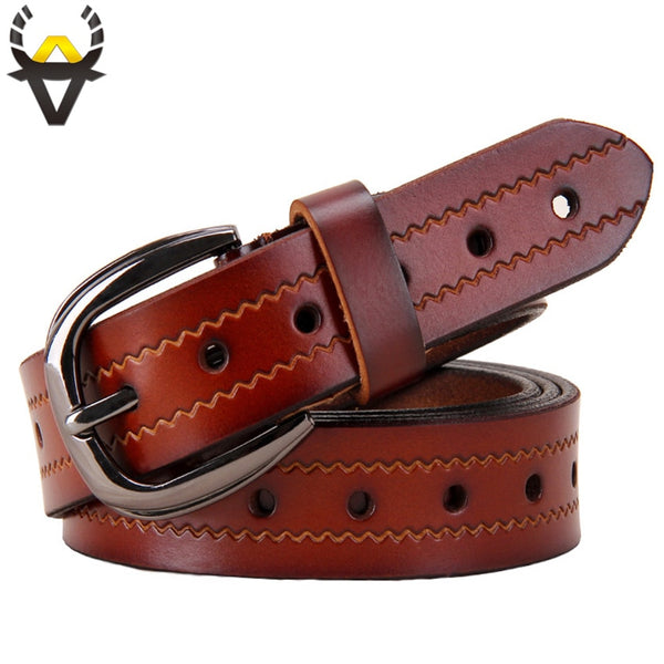 Holes Genuine Leather Belts for Women