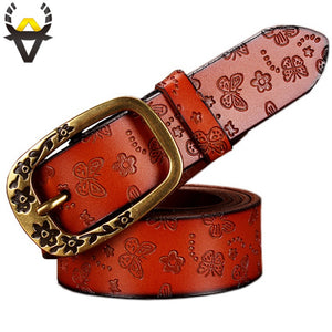 Vintage Floral Butterfly Genuine Leather Belts