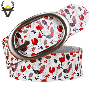 Luxury designer Printing Red Leaves Floral belt