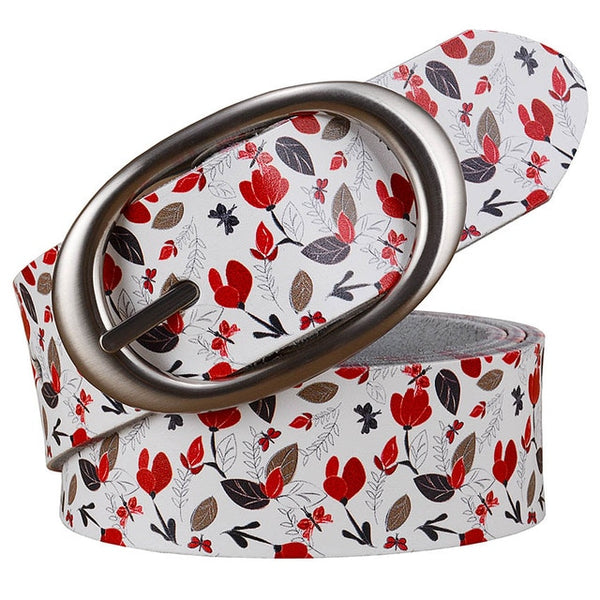 Luxury designer Printing Red Leaves Floral belt