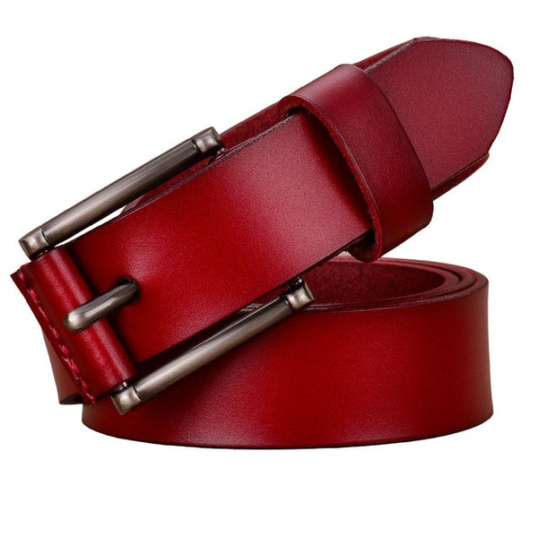 Genuine leather Pin buckle thin woman belt Casual jeans strap