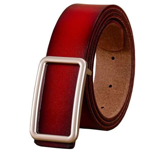 Genuine leather Designer Pin buckle belt