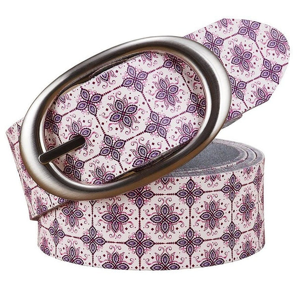 High quality Printing Plaid Wide belt Pin buckle