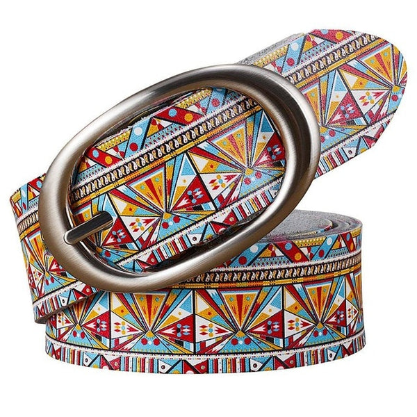 High quality Printing Plaid Wide belt Pin buckle