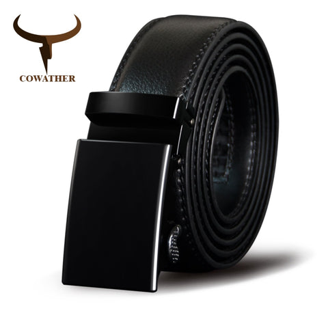 Automatic Buckle Belts Cowhide Alloy Buckle Men Straps