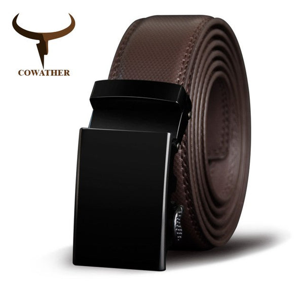 Automatic Buckle Belts Cowhide Alloy Buckle Men Straps