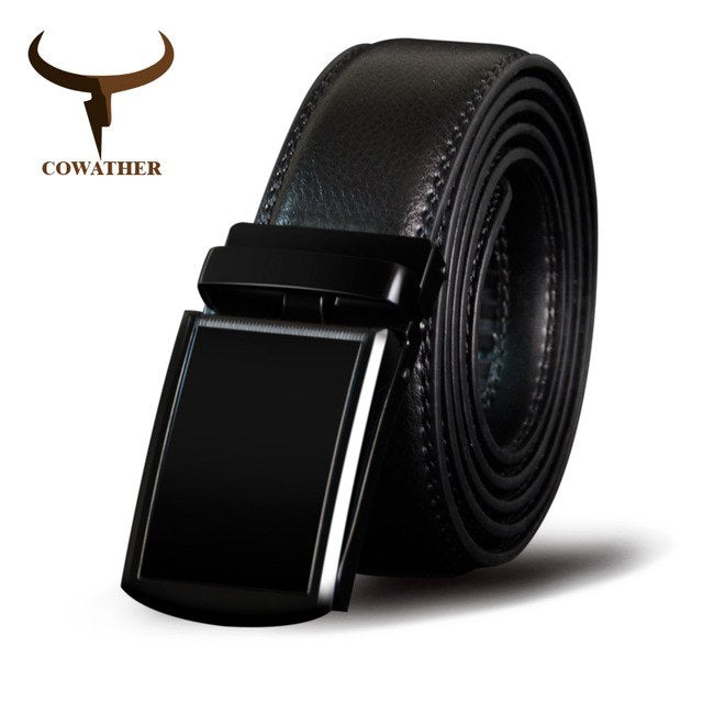 Genuine Leather Male Straps Alloy Automatic Buckle Cowskin Belts