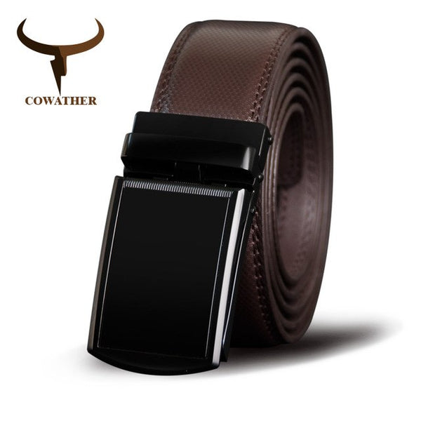 Genuine Leather Male Straps Alloy Automatic Buckle Cowskin Belts