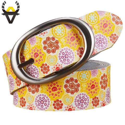 Floral woman belt Wide High quality Pin buckle female strap