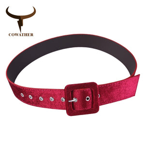 Velvet Leather women belts alloy buckle