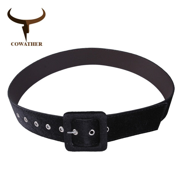 Velvet Leather women belts alloy buckle