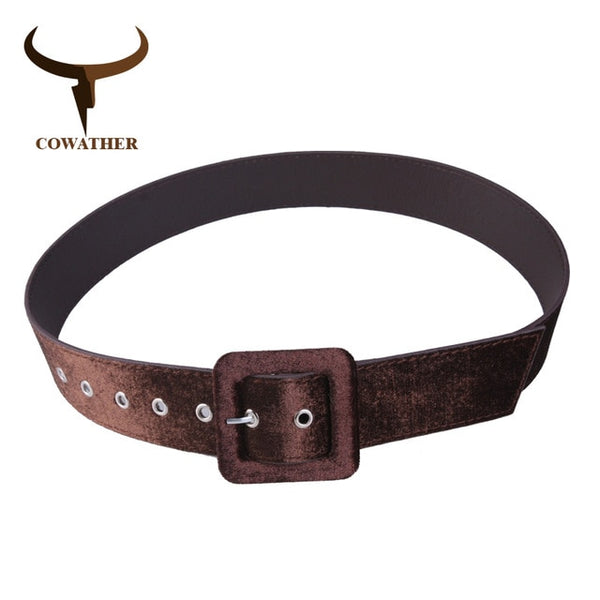 Velvet Leather women belts alloy buckle