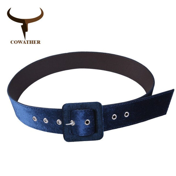 Velvet Leather women belts alloy buckle