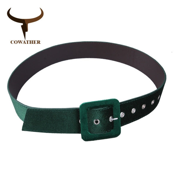 Velvet Leather women belts alloy buckle