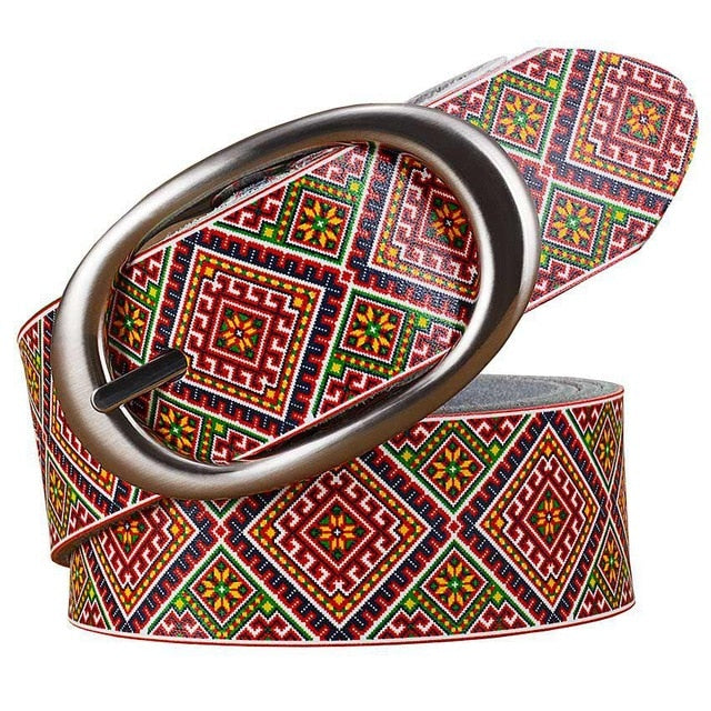 Printing Plaid woman belt High quality Pin buckle waistband