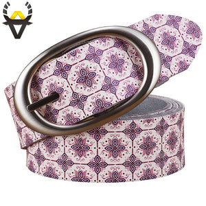 Wide Genuine leather belts for women Floral belt