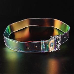 Transparent design female straps crystal buckle