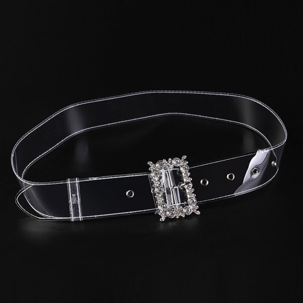 Transparent design female straps crystal buckle