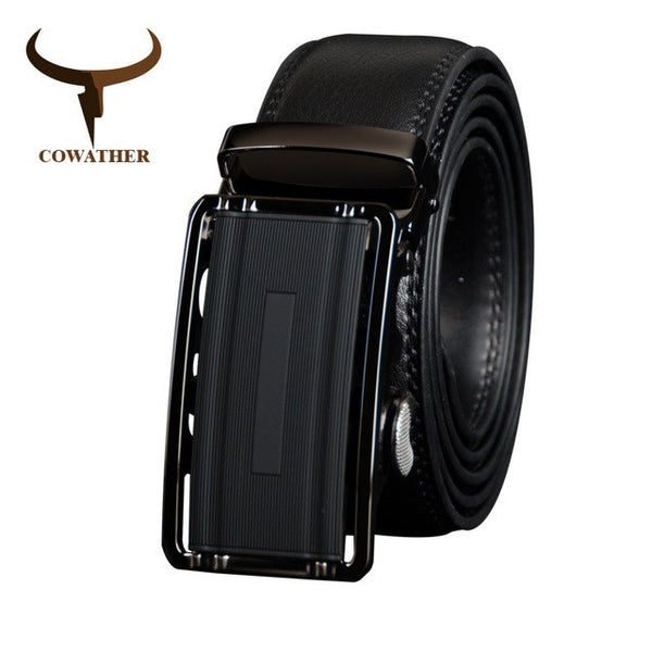 Vintage Male Cowhide Strap High Quality Metal Automatic Buckle Waistband