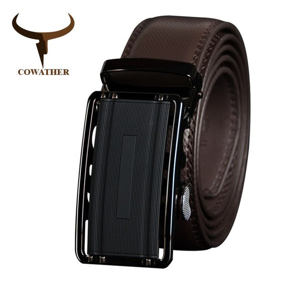 Vintage Male Cowhide Strap High Quality Metal Automatic Buckle Waistband