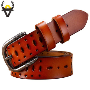 High quality Hollow genuine leather belts for women