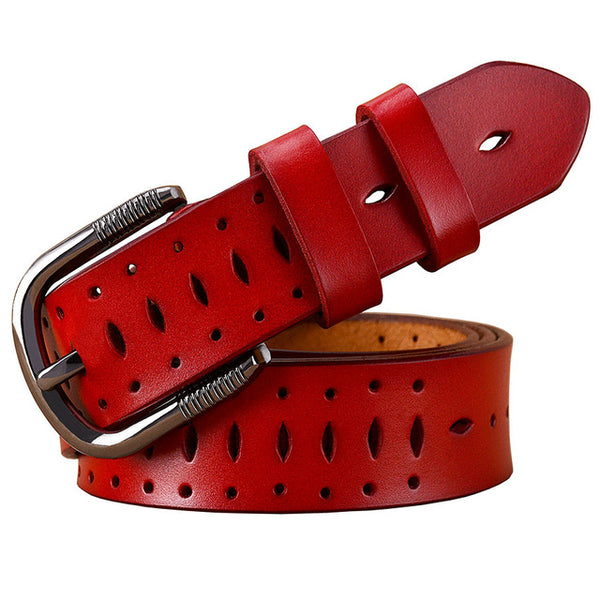 High quality Hollow genuine leather belts for women