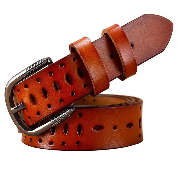 High quality Hollow genuine leather belts for women