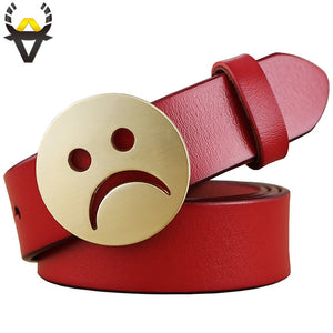 Novelty Sad face Pin buckle belt