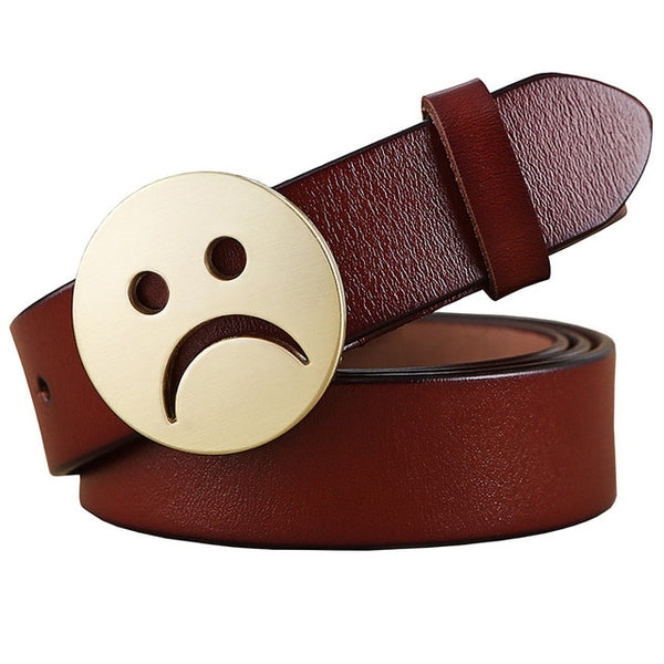 Novelty Sad face Pin buckle belt