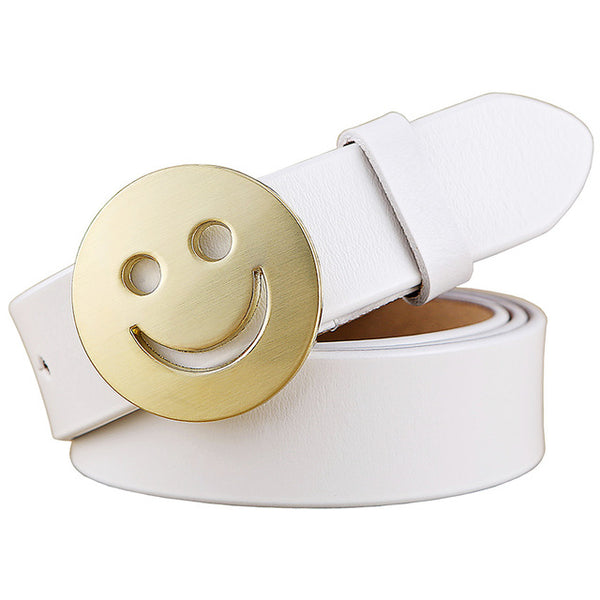 Smile face Pin buckle belt Genuine leather