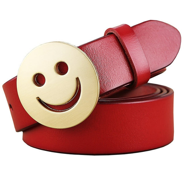 Smile face Pin buckle belt Genuine leather