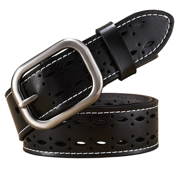 Hollow High quality Pin buckle Wide stitching belt