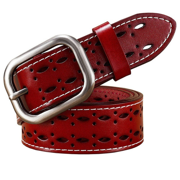 Hollow High quality Pin buckle Wide stitching belt