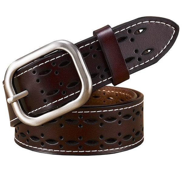 Hollow High quality Pin buckle Wide stitching belt