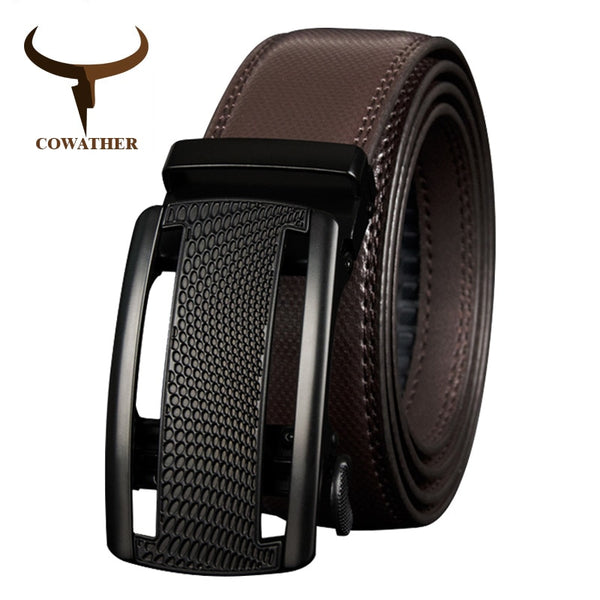 Leather Automatic Male Belt Vintage Metal Buckle Belt