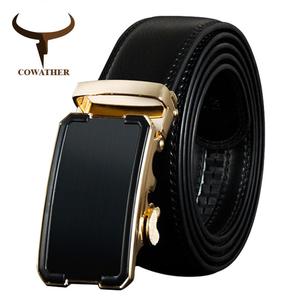 Genuine Leather Men Belts Automatic Buckle Vintage Male Strap