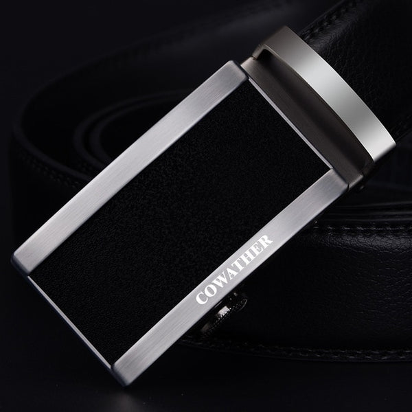 Top quality cow genuine fashion leather belts for men automatic buckle strap